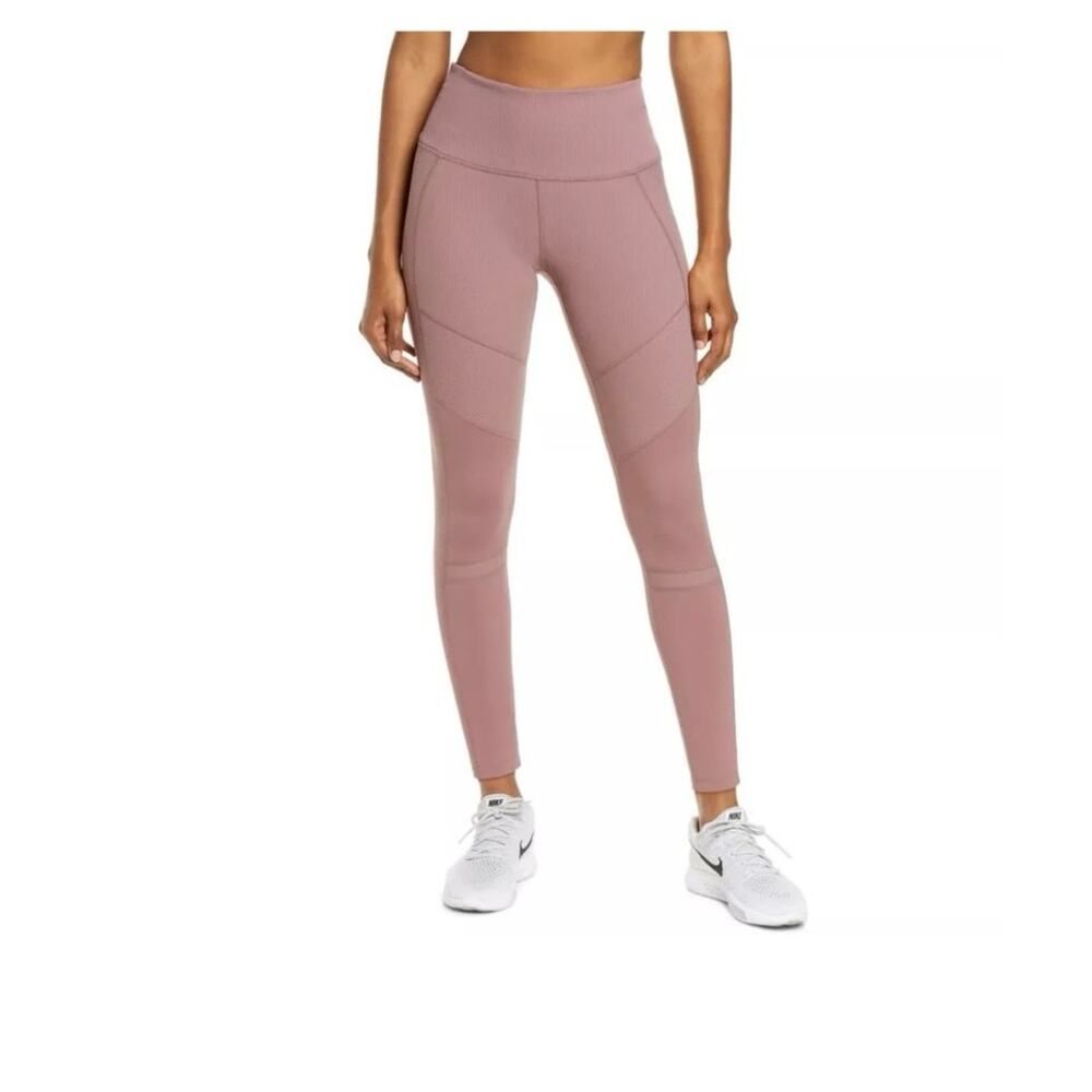 NEW Zella Moto Ribbed High Waist Ankle Leggings - Purple Taupe - A41